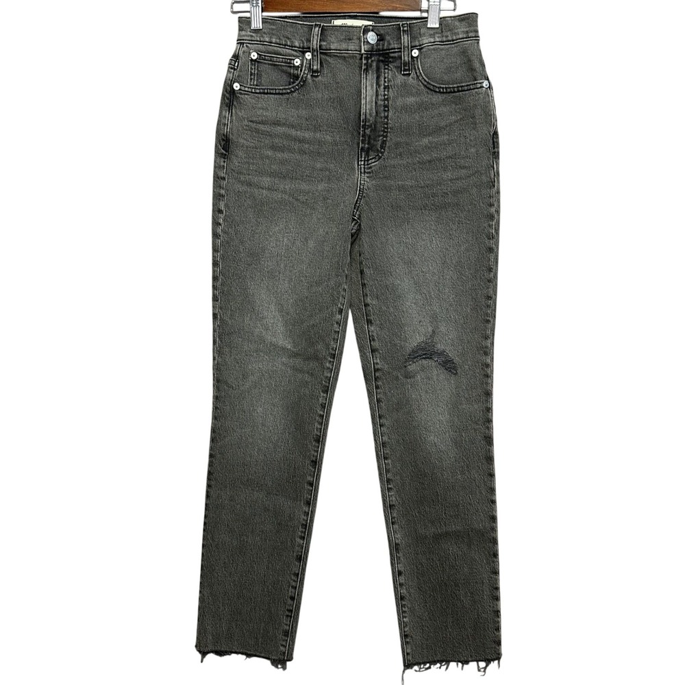 Madewell The Perfect Vintage Jean Gray Wash‎ Distressed Raw Hem Women's Size 25